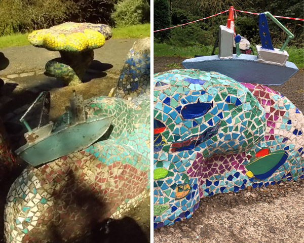 Raku Sculpture Boat Before and After